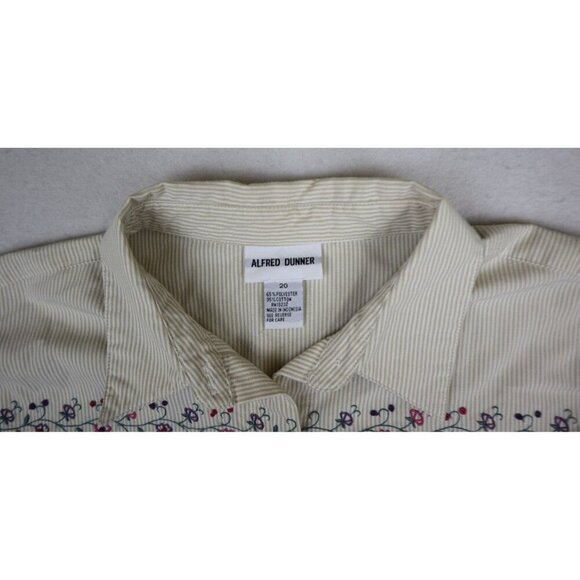 ALFRED DUNNER - WOMEN'S BEIGE STRIPED LONG SLEEVE FLORAL EMBROIDERED TOP - 20 - Picture 4 of 7